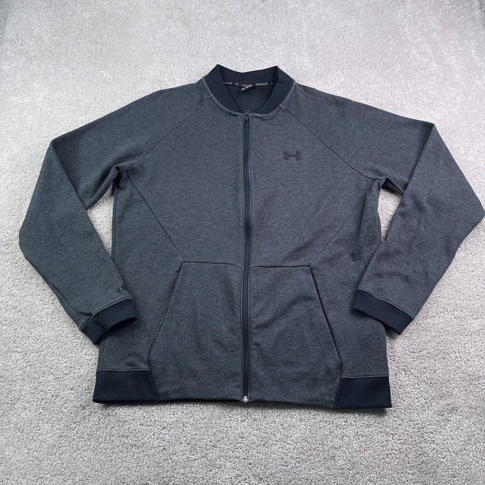 Under Armour Jacket Mens XL Extra Large Gray‎ Full Zip Knit Bomber Athletic Gym